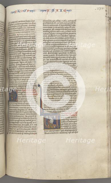 Fol. 273r, Isaiah, historiated initial V, the martyrdom of Isaiah, c. 1275-1300. Creator: Unknown.