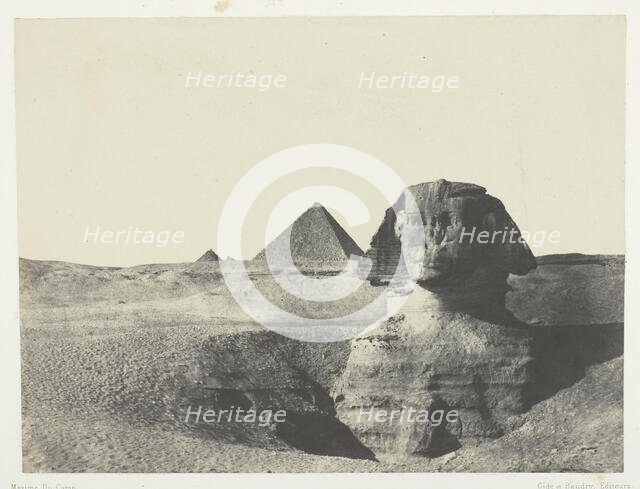 Le Sphynx vu de Face, Egypte Moyenne, 1849/51, printed 1852. Creator: Maxime du Camp.