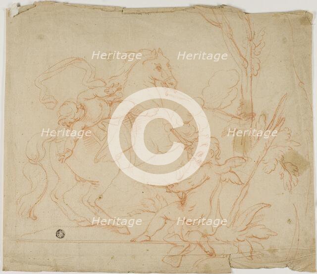 Putto Firing at Putto on Horseback, n.d. Creator: Unknown.