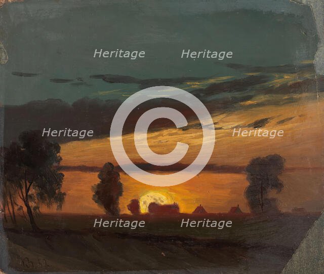 Landscape in Sunset, 1852. Creator: Knud Baade.