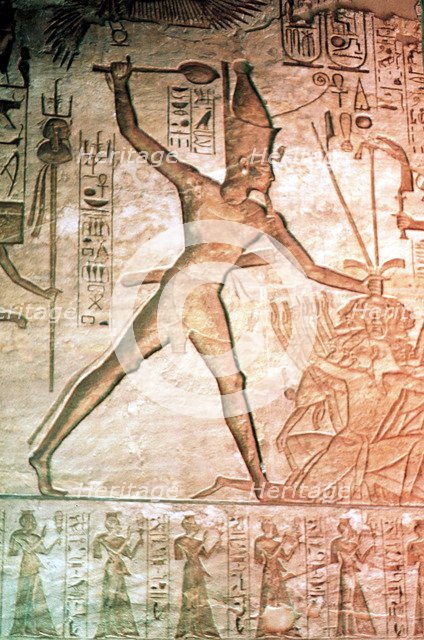 Limestone relief from the Temple of Rameses II, Abu Simbel, Egypt, 13th century BC. Artist: Unknown