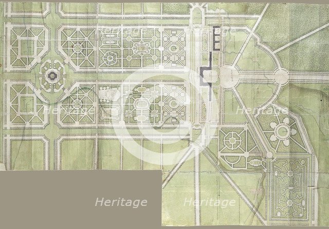 Design for the Strelna palace and park, 1717. Artist: Le Blond, Jean-Baptiste Alexandre (1679-1719)