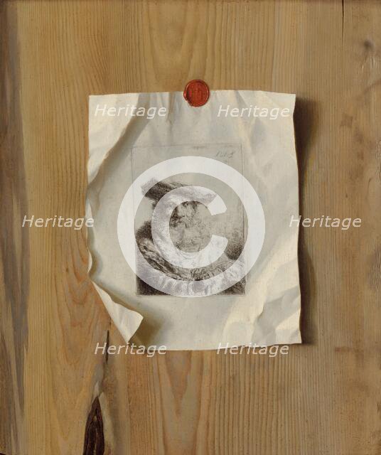 Trompe l'Oeil of an Etching by Ferdinand Bol, c. 1675. Creator: Unknown.