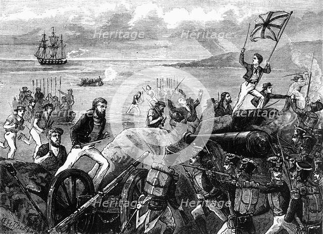 'Attack of the Blue-Jackets on Port Jacotel', c1891. Creator: James Grant.