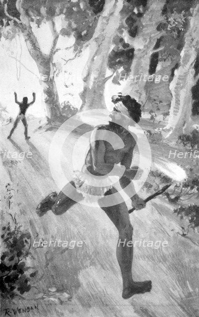 'Tatkanna seized a fire-stick and made off', 1923.  Artist: Raymond Wenban