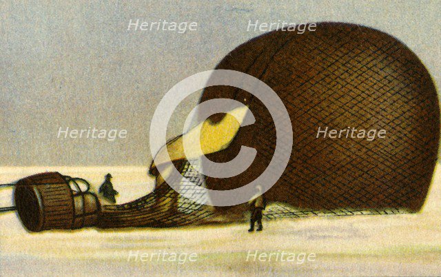 Andrée's Arctic balloon after the crash, 1897, (1932).  Creator: Unknown.