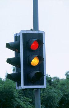 Set of Traffic lights about to turn green. Artist: Unknown.