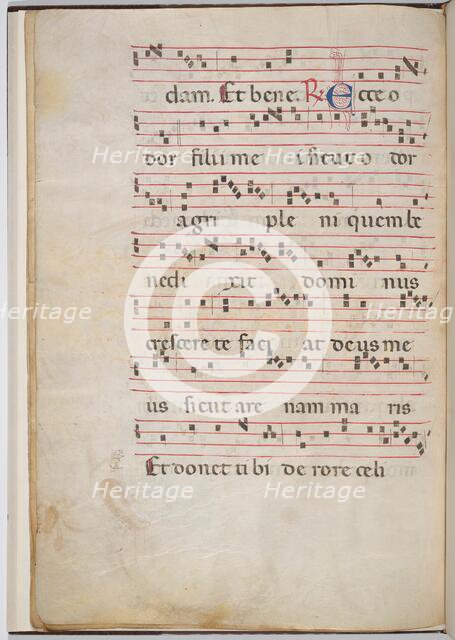 Leaf 8 from an antiphonal fragment (verso), c. 1275. Creator: Unknown.