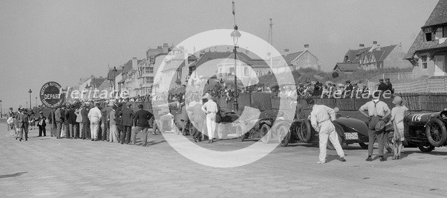 Cars on the seafront at Le Touquet, Boulogne Motor Week, France, 1928. Artist: Bill Brunell.
