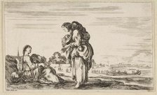 A woman seated to left holding a child, facing right in profile, conversing with a standin..., 1649. Creator: Attributed to Stefano della Bella (Italian, Florence 1610-1664 Florence).