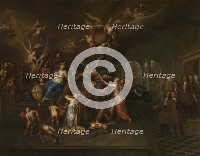 The Guild of the Young Albarest Venerates the Portrait of the Dean Karel de Cordes, 1713. Creator: Hendrick Govaerts.