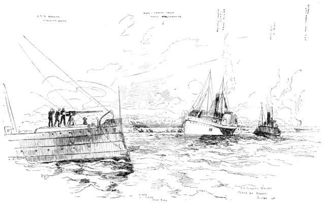 The Spanish-American War: landing of the "Gussie" Expedition at Cabanas, May 12, 1898. Creator: Carl Hentschel.