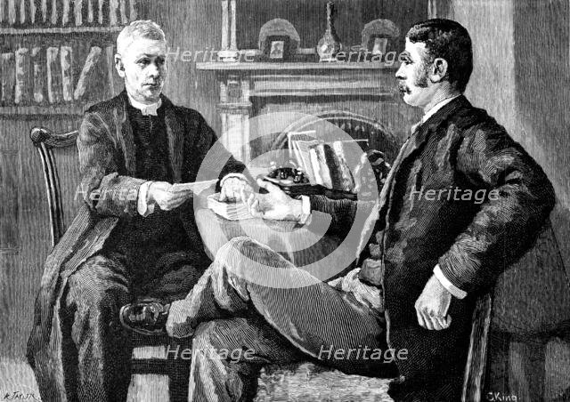 "This is the communication received this morning"...he placed in his hands the lawyer's letter, 1883 Creator: R. Taylor.