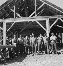 Men working in mill, Ola self-help sawmill co-op, Gem County, Idaho, 1939. Creator: Dorothea Lange.