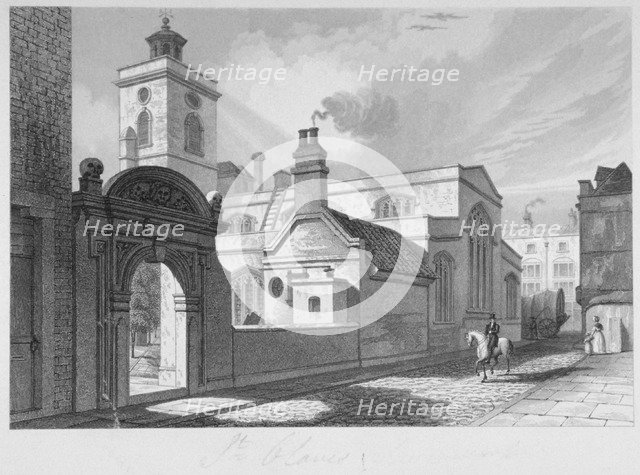 South-east view of the Church of St Olave, Hart Street, City of London, 1837. Artist: John Le Keux