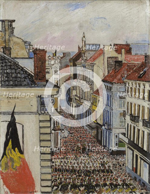 Music in Vlaanderenstraat, 1891. Creator: James Ensor.