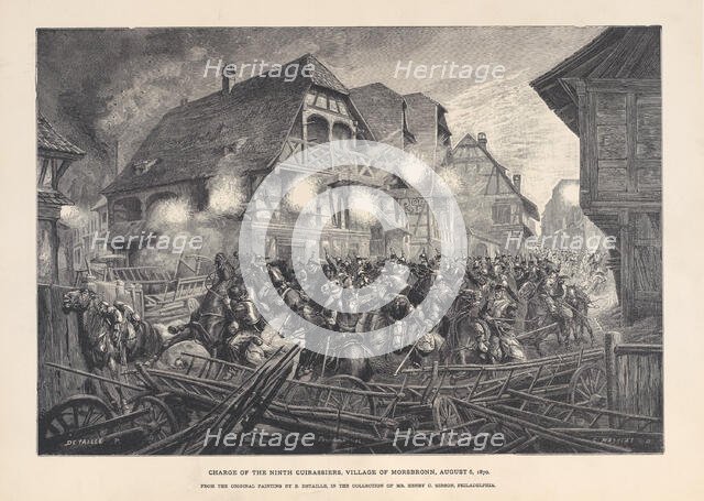 Charge of the Ninth Cuirassiers, Village of Morsbronn, August 6, 1870, 1874-1900. Creators: Georges Léon Alfred Perrichon, Georges Massias.