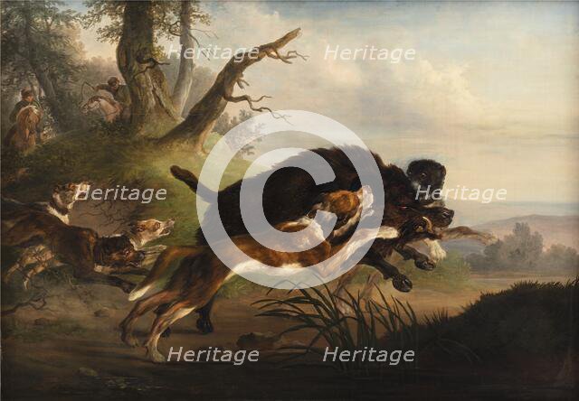 A wild boar hunt, 1792-1830. Creator: Christian David Gebauer.