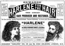 Advertisement for Edward's "Harlene" for the hair, 1898. Creator: Unknown.