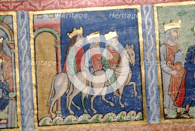 Detail from a Psalter: The Magi Ride to Bethlehem, c1140. Artist: Unknown.