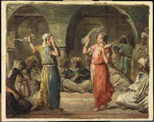 Moroccan dancers. The Handkerchief Dance, 1849. Creator: Chassériau, Théodore (1819-1856).