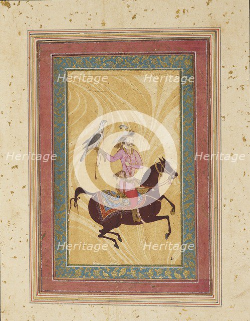 Man on horse with a hawk, 17th century. Artist: Unknown.