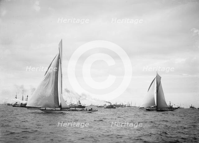 The Finish, Columbia on the line, Sept. 28, 1901, c1901. Creator: Unknown.
