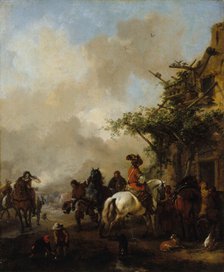 Horsemen stop, between 1639 and 1668. Creator: Philip Wouverman.