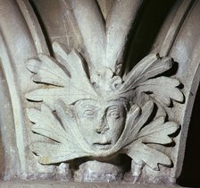 Detail of a Green Man at Southwell Minster in Nottinghamshire, 12th century. Artist: Unknown