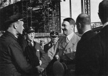 Adolf Hitler meeting the workers of the Blohm & Voss shipyard, Hamburg, Germany, 1934. Artist: Unknown