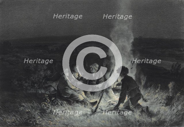 The Night Watch. Illustration for Sketches from a Hunter's Album by I. Turgenev, 1883-1884.