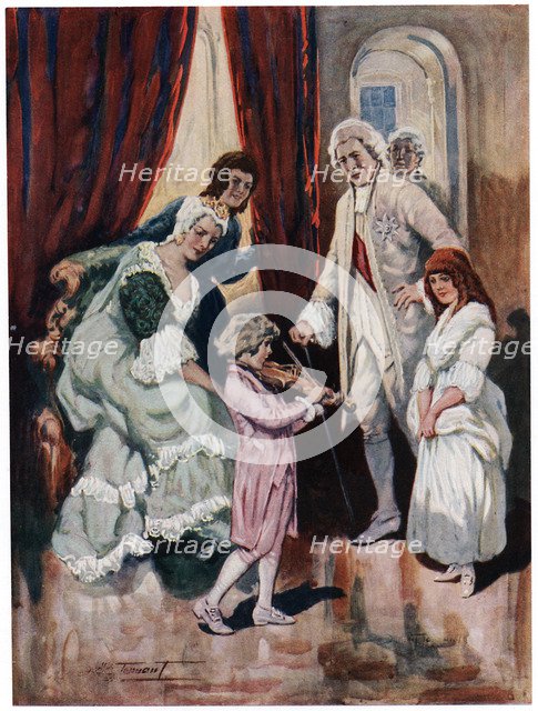 'Mozart Wins the Heart of Royalty' c1763 (early 20th century). Artist: C Dudley Tennant