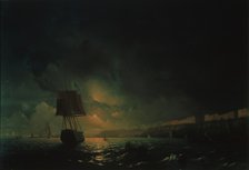 View over Odessa at moonlight night, 1896. Artist: Aivazovsky, Ivan Konstantinovich (1817-1900)