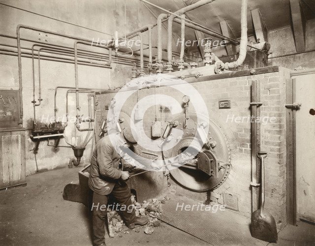 Scene inside the gasworks of Landskrona, Sweden, 1910. Artist: Unknown