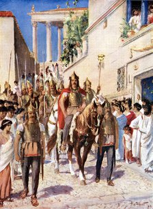 Alaric I king of Visigoths entering  Athens, (395) c1920. Artist: Unknown