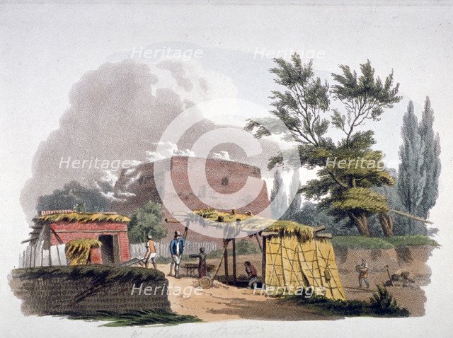 Brick kiln near Sloane Street, Chelsea, London, 1812. Artist: William Pickett