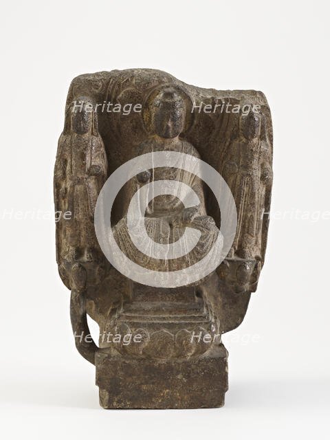 Seated Buddha with bodhisattvas (fragment), Sui dynasty, 581-618. Creator: Unknown.