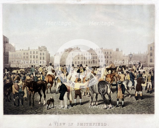 Smithfield Market, London, c1840. Artist: Frederick Christian Lewis