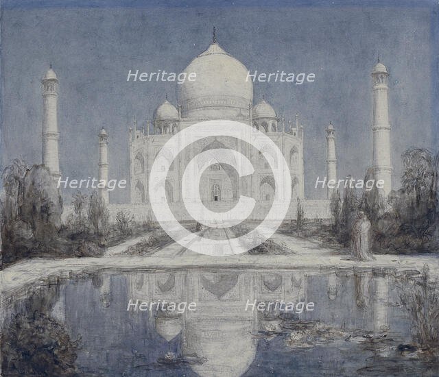 Taj Mahal by moonlight, 1877-1932. Creator: Marius Bauer.