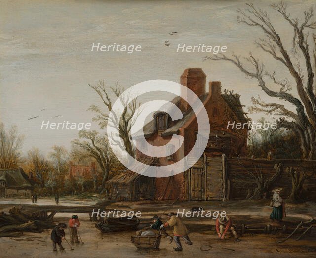 Winter Landscape with Farmhouse, c1610-1630. Creator: Esaias van de Velde.