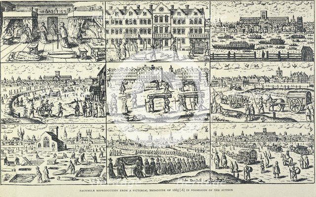 Pictorial depiction of the Great Plague, (1665?). Artist: Unknown