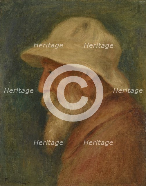 Self-portrait with white hat, 1910. Artist: Renoir, Pierre Auguste (1841-1919)