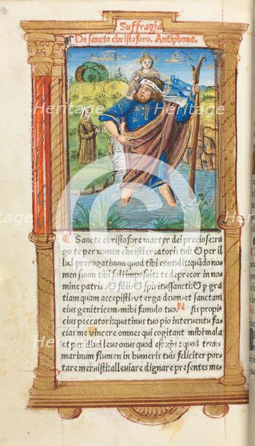 Printed Book of Hours (Use of Rome): fol. 101v, St. Christopher, 1510. Creator: Guillaume Le Rouge (French, Paris, active 1493-1517).