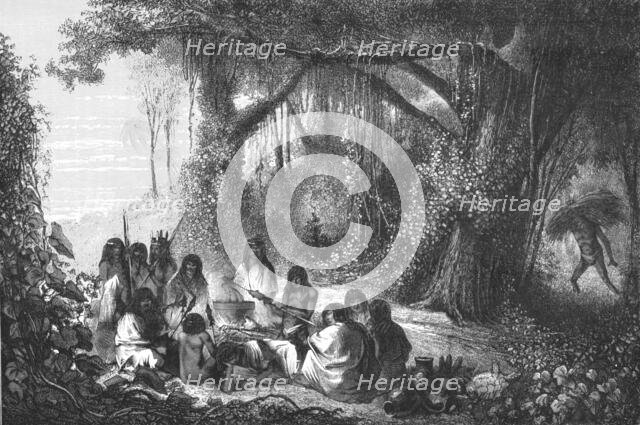 ''Upper Amazons - Indians Dining; The Fresh-water Turtle of the Amazons', 1875. Creator: Unknown.