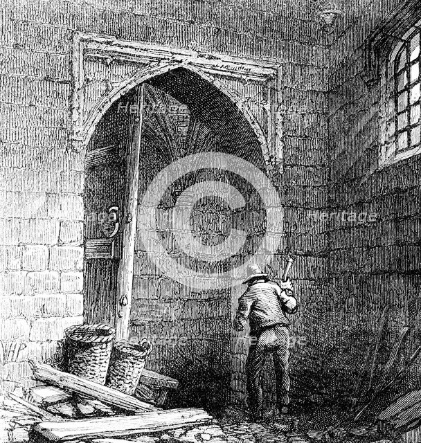 Cellars beneath the Houses of Parliament House in the time of King James I, c1902. Artist: Unknown