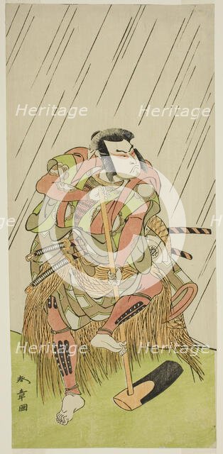 The Actor Onoe Matsusuke I as Nakaomi Katsumi Disguised as the Farmer Datta no Nizo, in..., c. 1773. Creator: Shunsho.