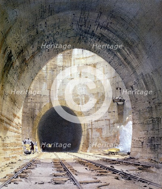 Ventilation shaft in Kilsby Tunnel, Northamptonshire, London & Birmingham Railway, 1839. Artist: John Cooke Bourne