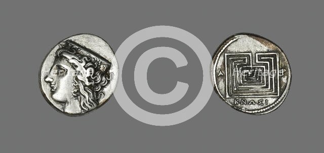 Drachm (Coin) Depicting the Goddess Hera, 350-220 BCE. Creator: Unknown.