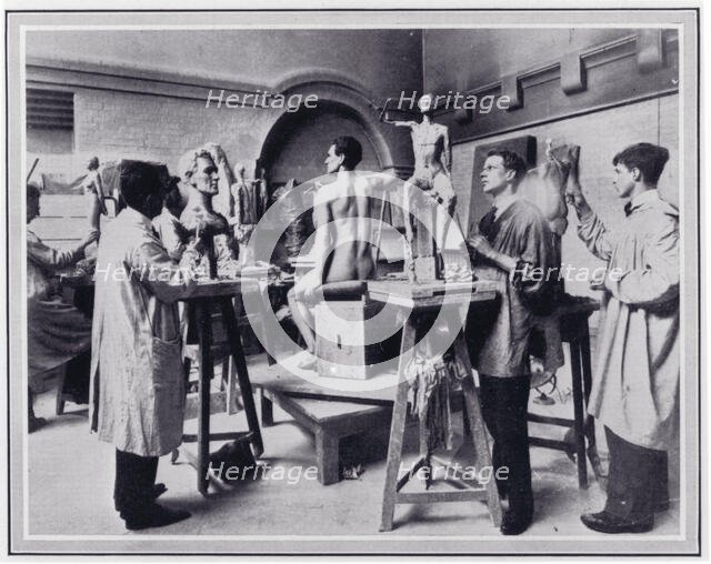 Photo from 'The Sphere' of the clay-modelling class at the L.C.C. Central School, c1925. Creator: Unknown.