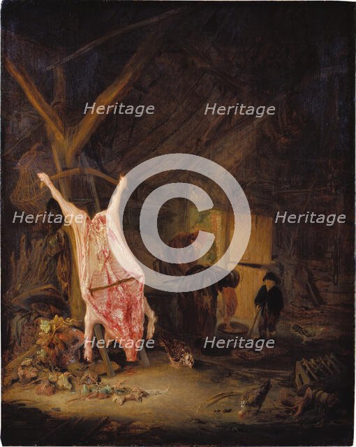 Slaughtered Pig in a Barn, 1643. Creator: Adriaen van Ostade.